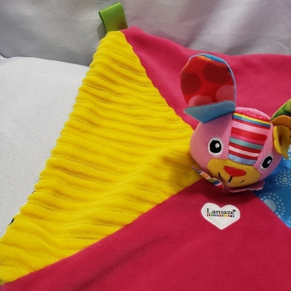 Lamaze Rainbow Bunny Rabbit Lovey Mini Security Blanket Satin Ribbed Chime - Picture 3 of 10